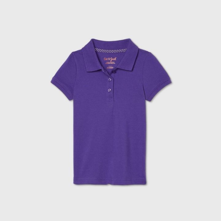 Petitetoddler Girls' Short Sleeve Stretch Pique Uniform Polo Shirt - Cat & Jack Purple