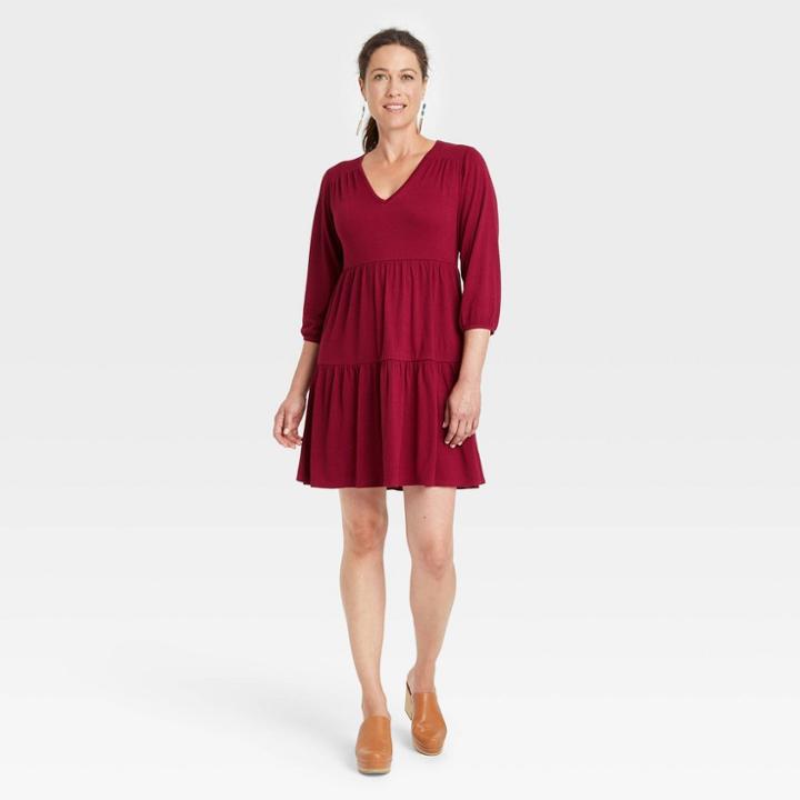 Women's 3/4 Sleeve Dress - Knox Rose Red
