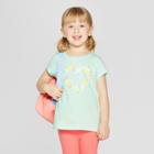 Toddler Girls' Short Sleeve 'floral Heart' Graphic T-shirt - Cat & Jack Aqua