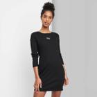 Women's Long Sleeve Bodycon With Embroidery Dress - Wild Fable Black
