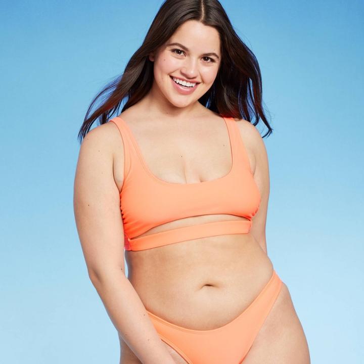 Women's Cut Out Bralette Bikini Top - Wild Fable Coral Orange