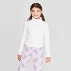 Girls' Long Sleeve Turtleneck T-shirt - Cat & Jack White M, Girl's,