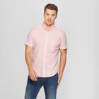 Men's Striped Standard Fit Standard Fit Short Sleeve Poplin Button-down Shirt - Goodfellow & Co Georgia Peach