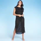 Women's Boat Neck Midi Cover Up Dress - Kona Sol Black S, Women's,