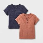 Toddler Boys' 2pk Short Sleeve Henley T-shirt - Cat & Jack Navy Blue/peach Orange