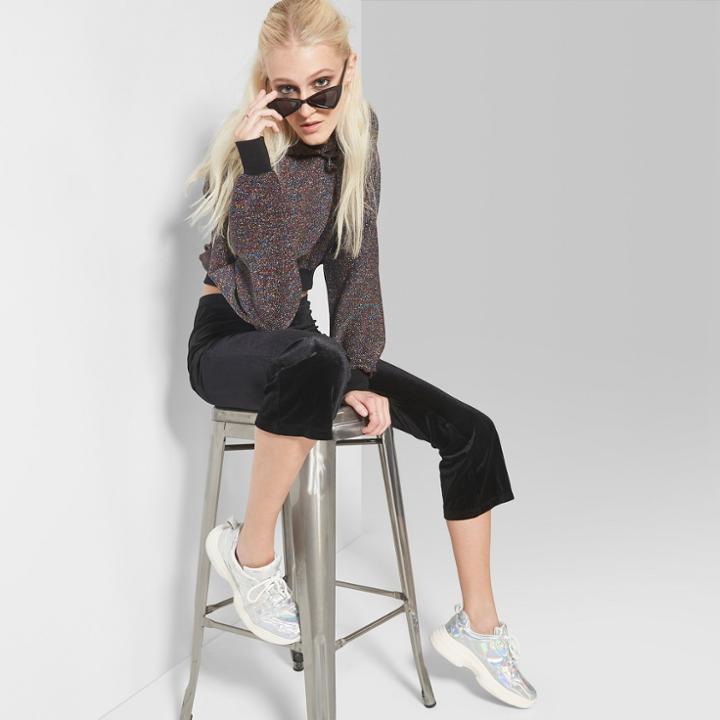 Women's Kick Flare Borrowed Pants - Wild Fable Xxl Black Velvet