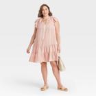 Women's Plus Size Tie-dye Flutter Short Sleeve Ruffle Dress - Knox Rose