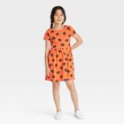 Girls' Halloween Printed Short Sleeve Dress - Cat & Jack Orange
