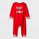 Baby Boys' Heart Of Gold Lap Shoulder Romper - Cat & Jack Red