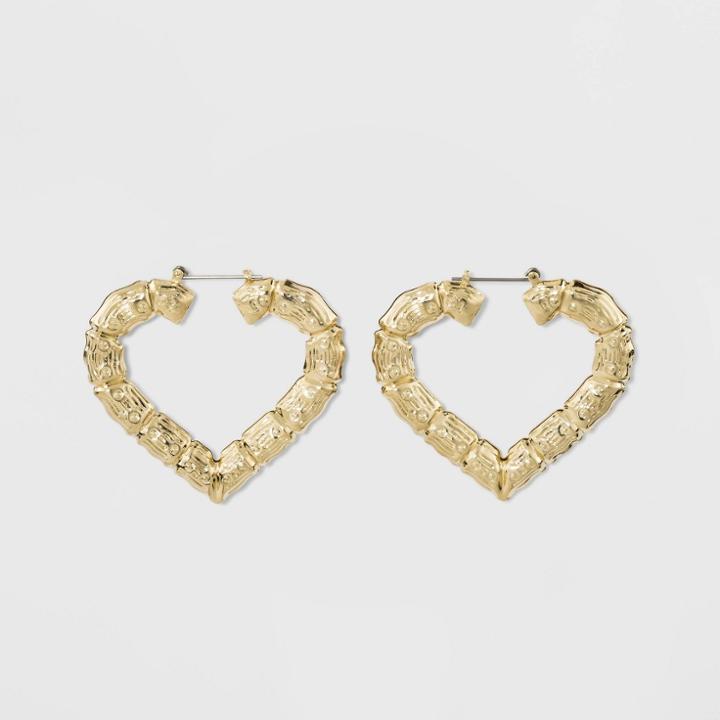Textured Heart Hoop Earrings - Wild Fable Gold