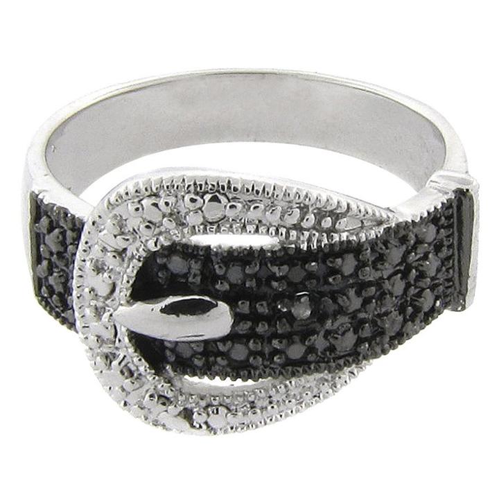 Target Black/white Diamond Buckle Ring, Size: