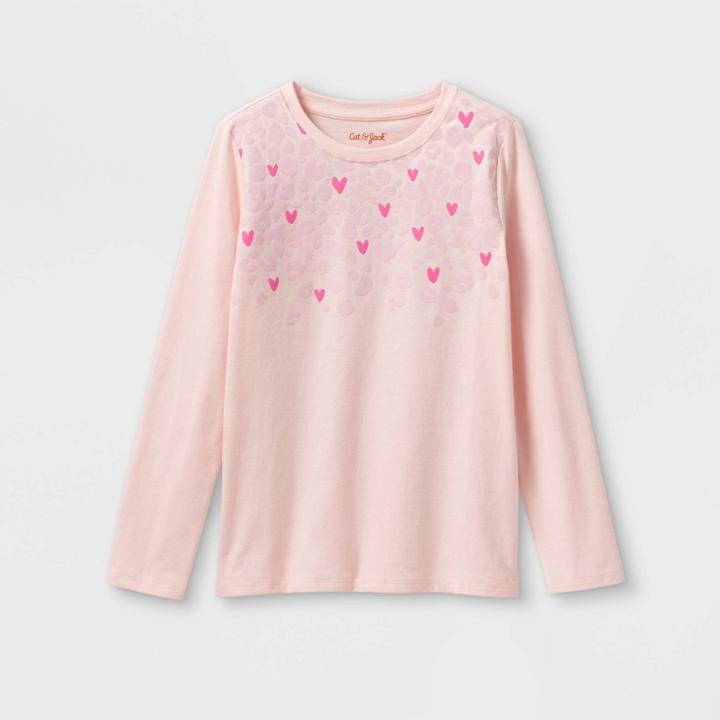 Girls' 'animal Hearts' Long Sleeve Graphic T-shirt - Cat & Jack Powder Pink