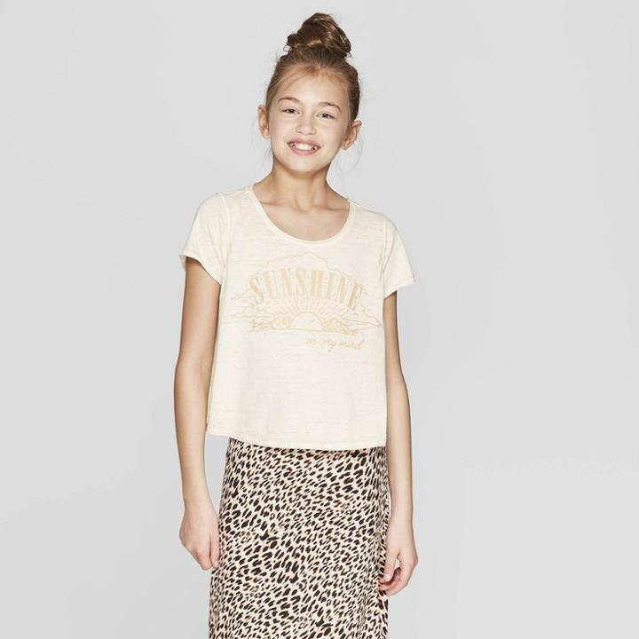 Girls' Short Sleeve Graphic T-shirt - Art Class Off White
