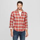 Men's Plaid Standard Fit Long Sleeve Pocket Flannel Button-down Shirt - Goodfellow & Co Orange