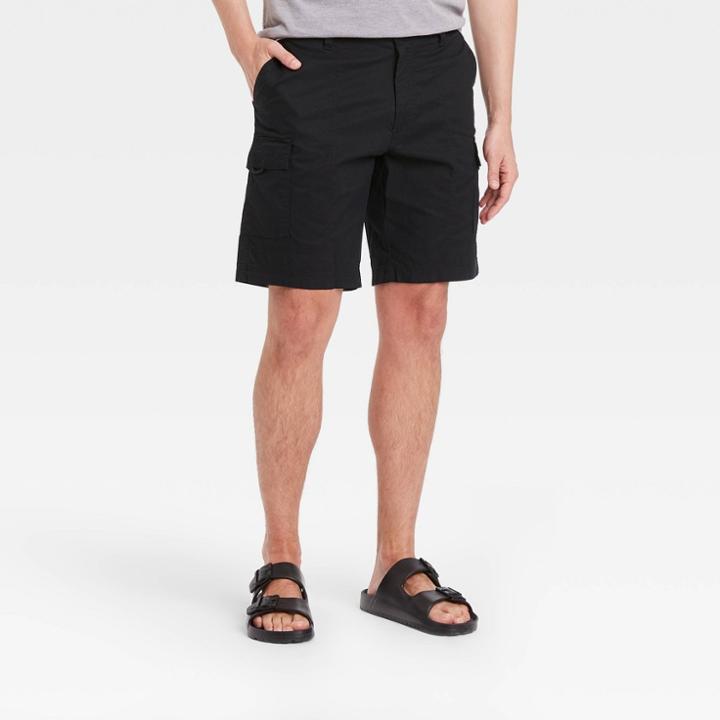 Men's 9.5 Relaxed Fit Utility Cargo Shorts - Goodfellow & Co Black