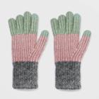 Women's Rib Color Block Glove - A New Day Gray/green