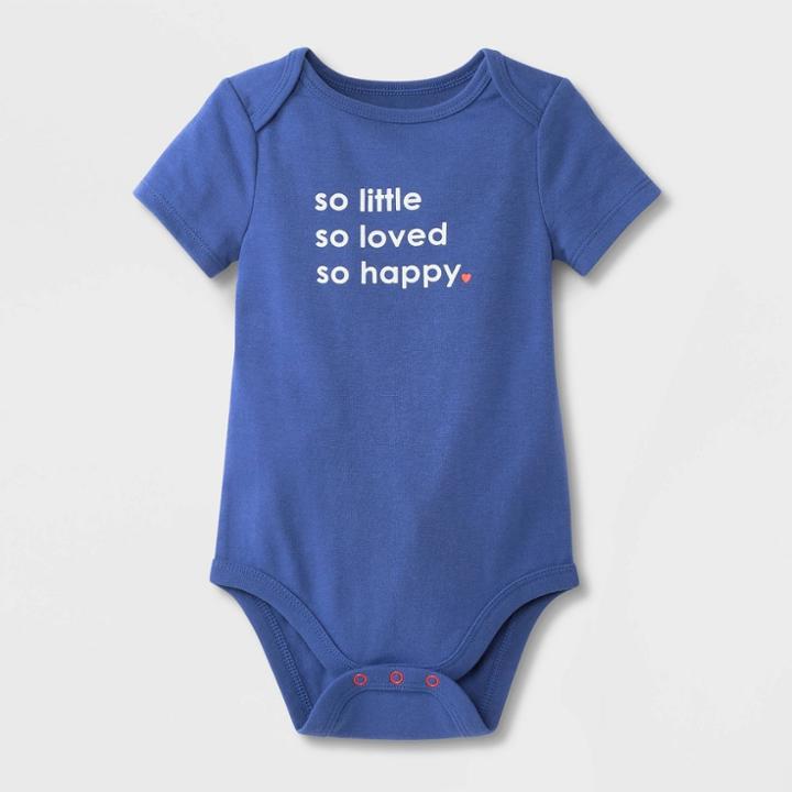 Baby Girls' 'so Little' Short Sleeve Bodysuit - Cat & Jack Blue Newborn