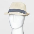 Men's Fedora Hat With Striped Band - Goodfellow & Co Natural M/l, Blue/brown/white