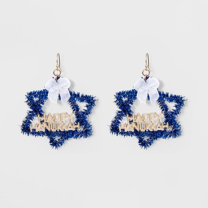 Target Happy Hanukkah Holiday Earrings - Blue