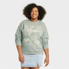 Iml Women's Plus Size House Plant Graphic Sweatshirt - Heather Olive Green