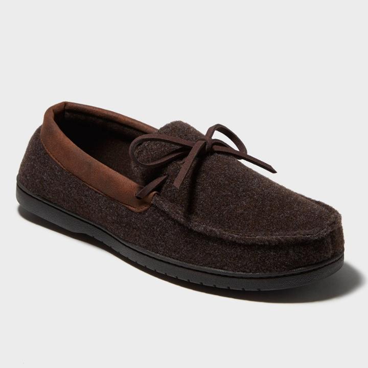 Men's Dluxe By Dearfoams Jacoby Moccasin Slippers - Brown L(11-12), Size: