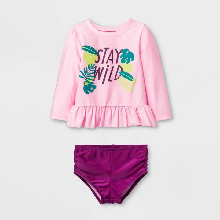 Petitebaby Girls' Short Sleeve Rash Guard Set - Cat & Jack Pink