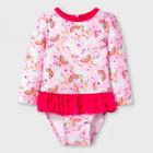 Baby Girls' Long Sleeve Zip Rash Guard Set - Cat & Jack Pink