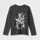Boys' 'rock N Roll' Long Sleeve Graphic T-shirt - Cat & Jack Charcoal Gray