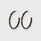 Enamel And Rhinestone Studded Hoop Earrings - A New Day Black