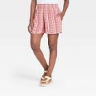 Women's Striped Smocked Waist Pull-on Shorts - Knox Rose Red