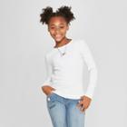 Girls' Crew Neck Long Sleeve T-shirt - Cat & Jack White
