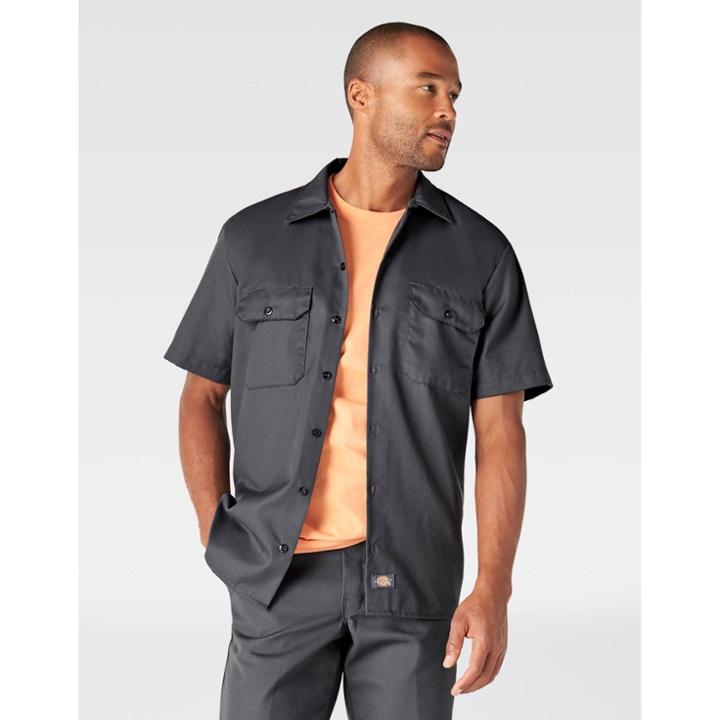 Petitedickies Men's Tall Short Sleeve Work Shirt - Charcoal