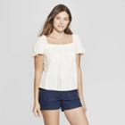 Women's Short Sleeve Square Neck Top - Universal Thread Cream (ivory)