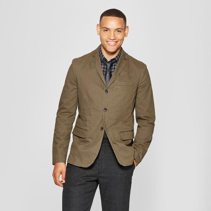 Men's Washed Twill Blazer - Goodfellow & Co Olive (green)