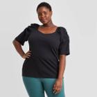 Women's Plus Size Elbow Sleeve Blouse - Ava & Viv Black