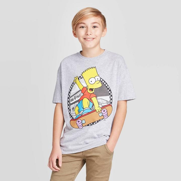 The Simpsons Boys' Simpsons Bart Skateboard - Gray S, Boy's,