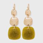 Semi-precious Dyed Quartz Worn Gold Drop Earrings - Universal Thread Green