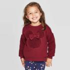 Toddler Girls' Disney Mickey Mouse & Friends Minnie Crew Sweatshirt - Burgundy 12m, Girl's, Red