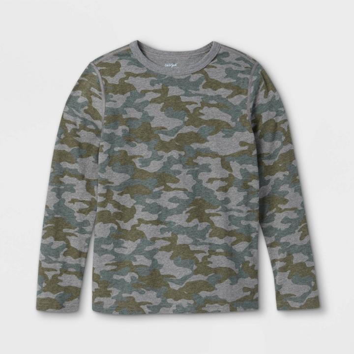 Boys' Adaptive Camo Long Sleeve T-shirt - Cat & Jack Green