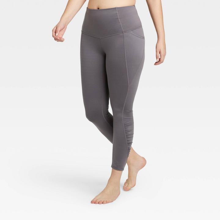 Women's Contour High-rise Shirred 7/8 Leggings With Power Waist 25 - All In Motion Dark Gray