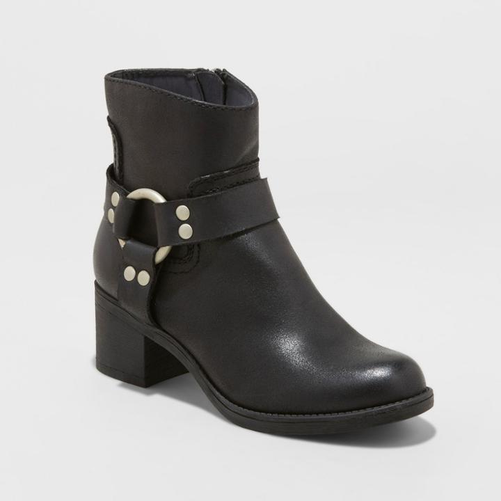 Women's Nyree Faux Leather Western Harness Boot - Universal Thread Black