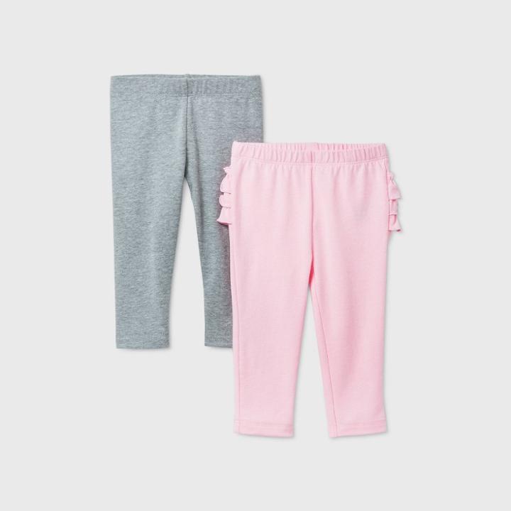 Baby Girls' 2pk Leggings - Cat & Jack Gray/pink