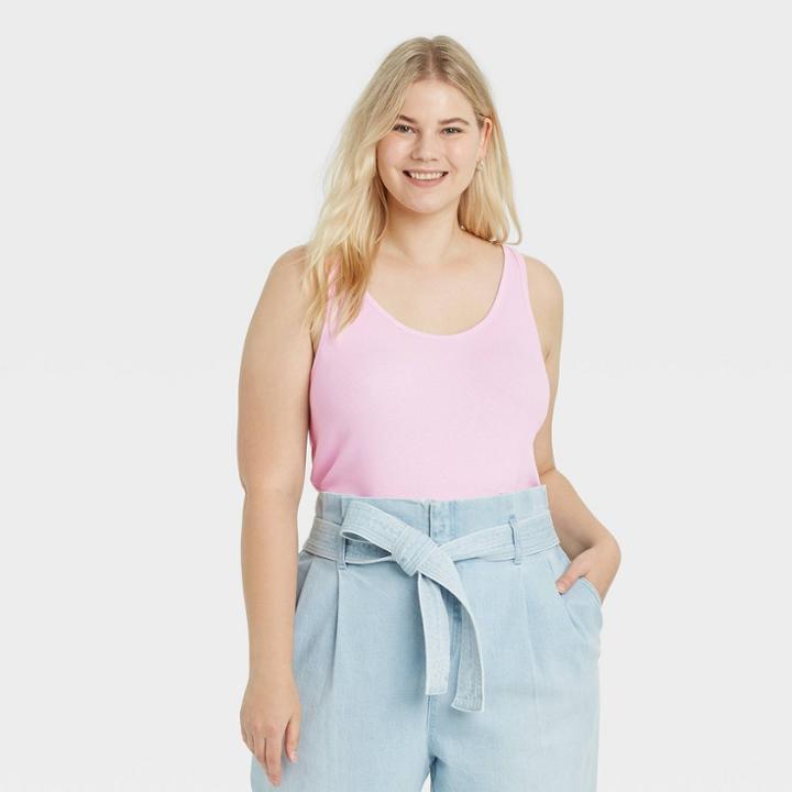 Women's Plus Size Slim Fit Ribbed Tank Top - A New Day