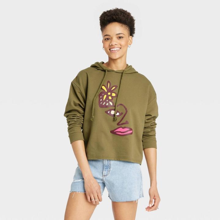 No Brand Pride Adult Blu Face Hoodie - Olive Green