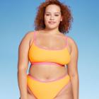 Women's Colorblock Square Neck Bralette Bikini Top - Wild Fable Orange X