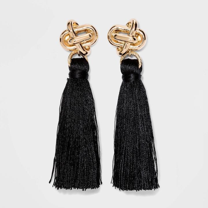 Sugarfix By Baublebar Knot Stud Tassel Earrings - Black