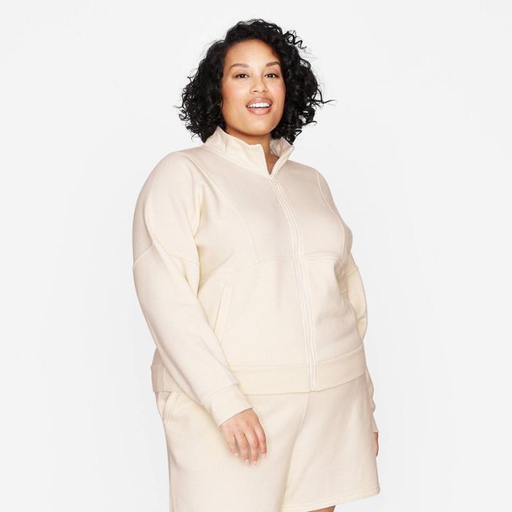 Women's Plus Size Zip-up Sweatshirt - Universal Thread Cream