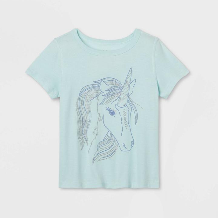 Toddler Adaptive 'unicorn' Short Sleeve Graphic T-shirt - Cat & Jack Turquoise