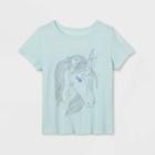 Toddler Adaptive 'unicorn' Short Sleeve Graphic T-shirt - Cat & Jack Turquoise