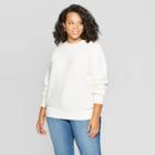 Women's Plus Size Long Sleeve Crewneck Textured Pullover - Ava & Viv Cream 2x, Size: